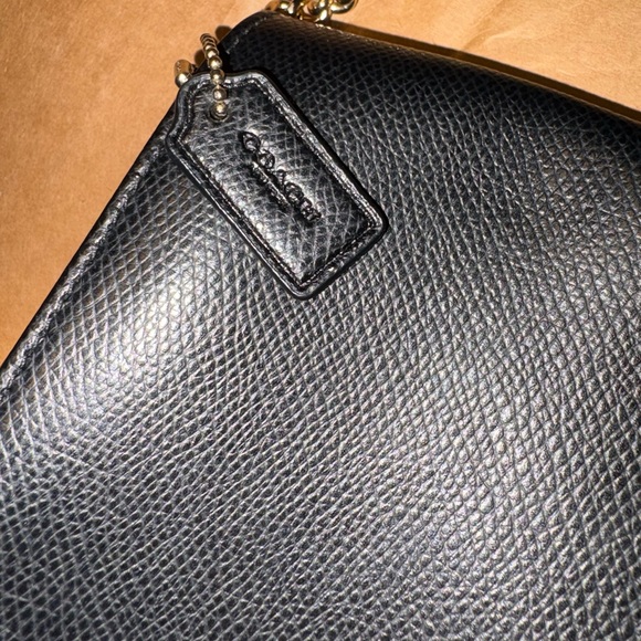 Coach- Black Leather Chain Shoulder Bag - Picture 5 of 5